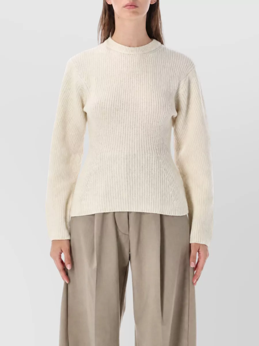 Thelatest wool ribbed crew neck long-sleeve sweater