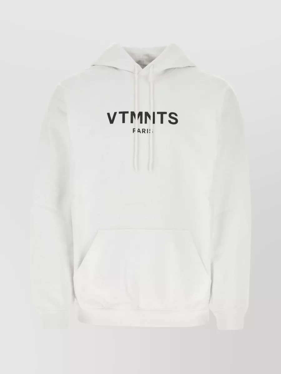 Shop Vtmnts Cotton Blend Hooded Sweatshirt With Oversized Fit In Grey