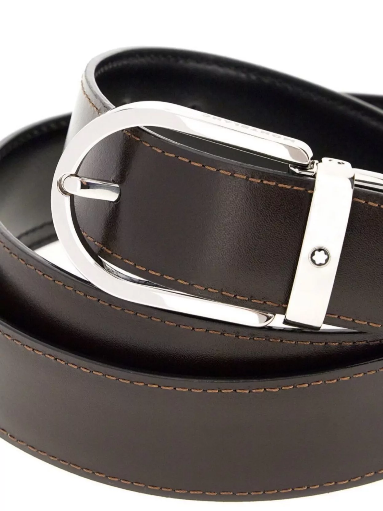 Montblanc Leather Belt Reversible Buckle Stitch