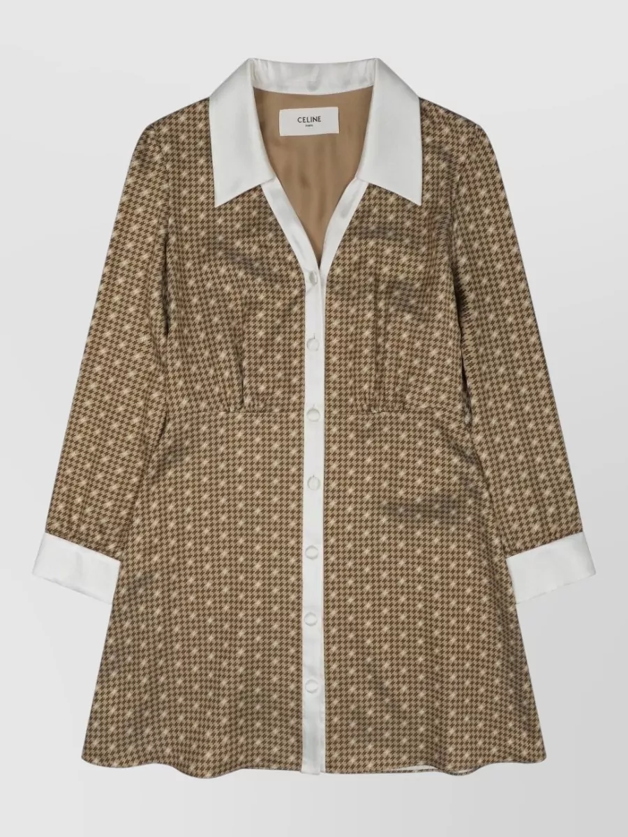 Celine Silk twill mini shirt dress