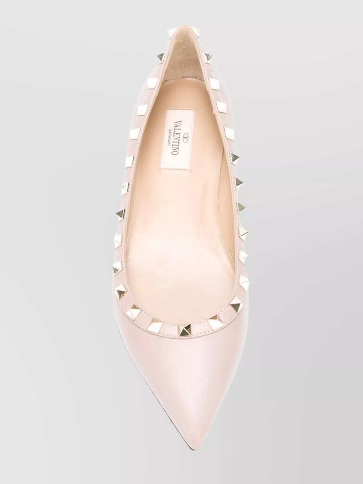 Valentino Studded Trim Leather Ballerina Shoes