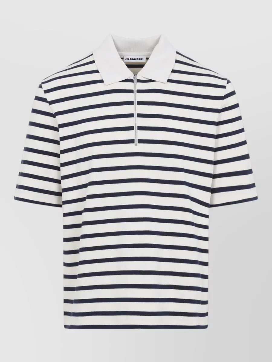 Jil Sander Cotton Jersey Striped Polo T Shirt