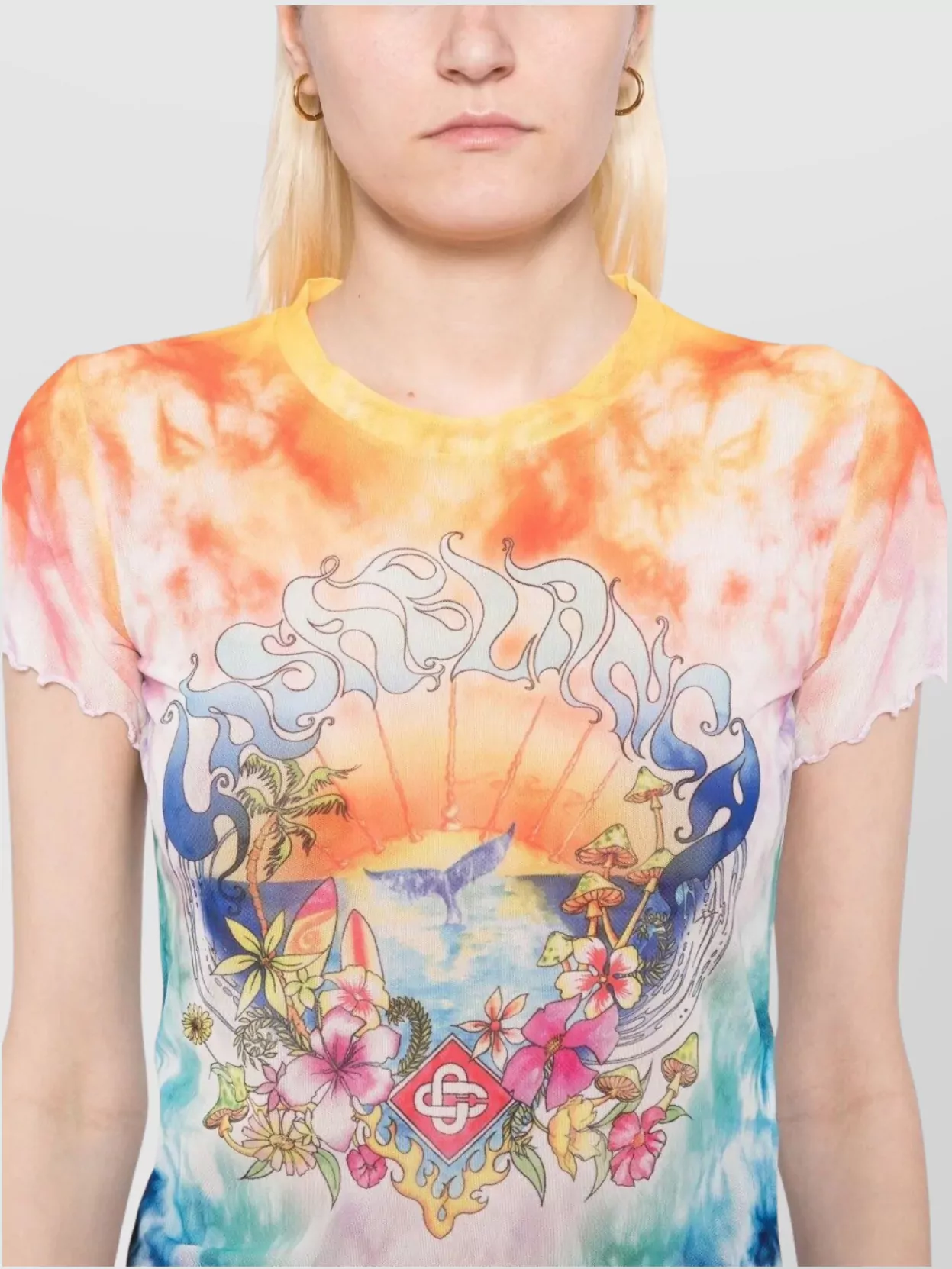 Casablanca Lettuce hem mesh t-shirt | The Fashion Square