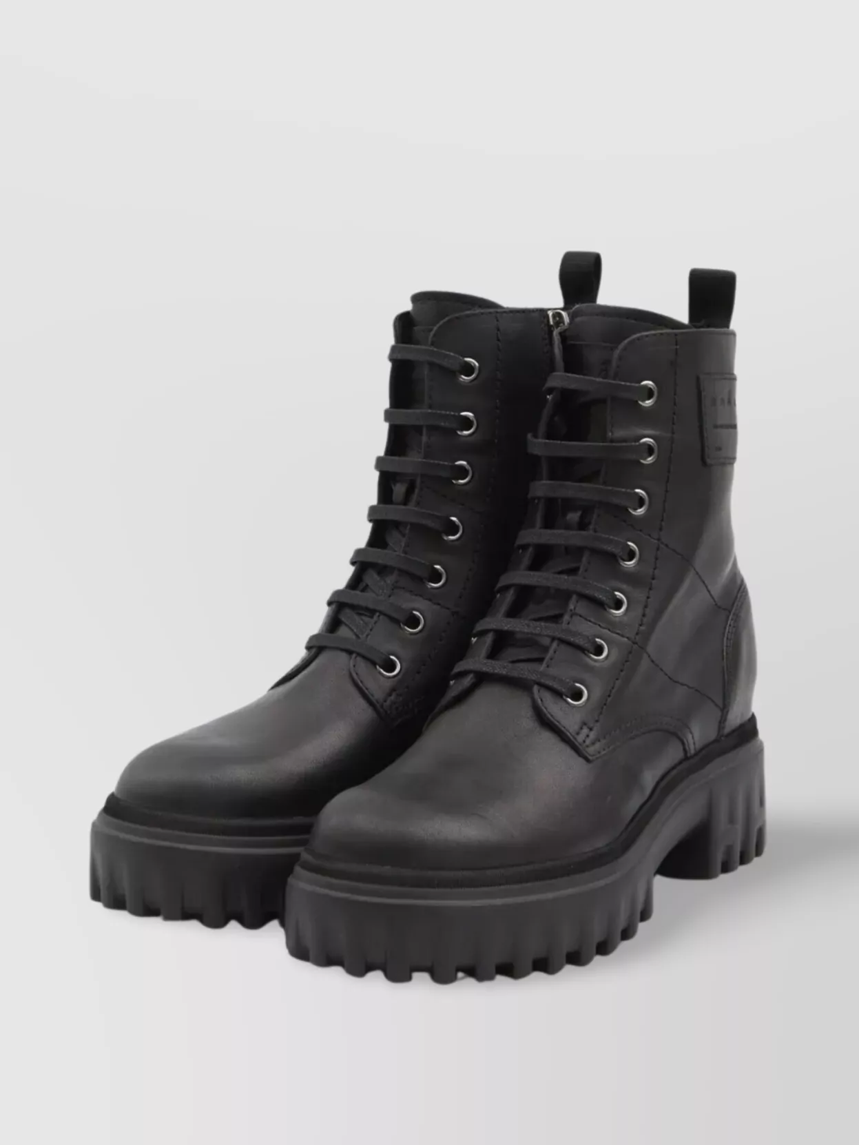 Hogan Chunky Leather Biker Boots