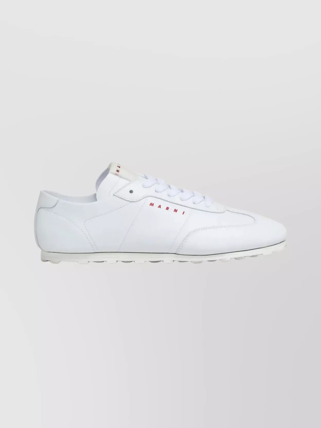 Marni Leather Lace-Up Low-Top Sneakers With Rubber Sole