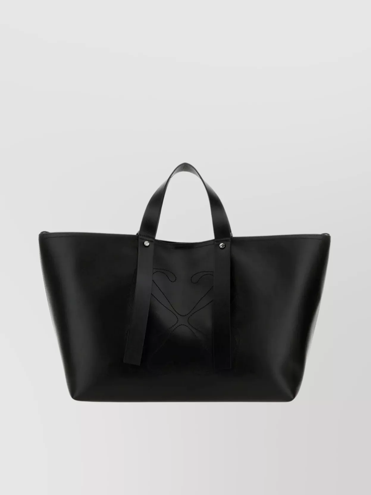 Shop Off-white Medium Leather Day Shopping Bag In Black