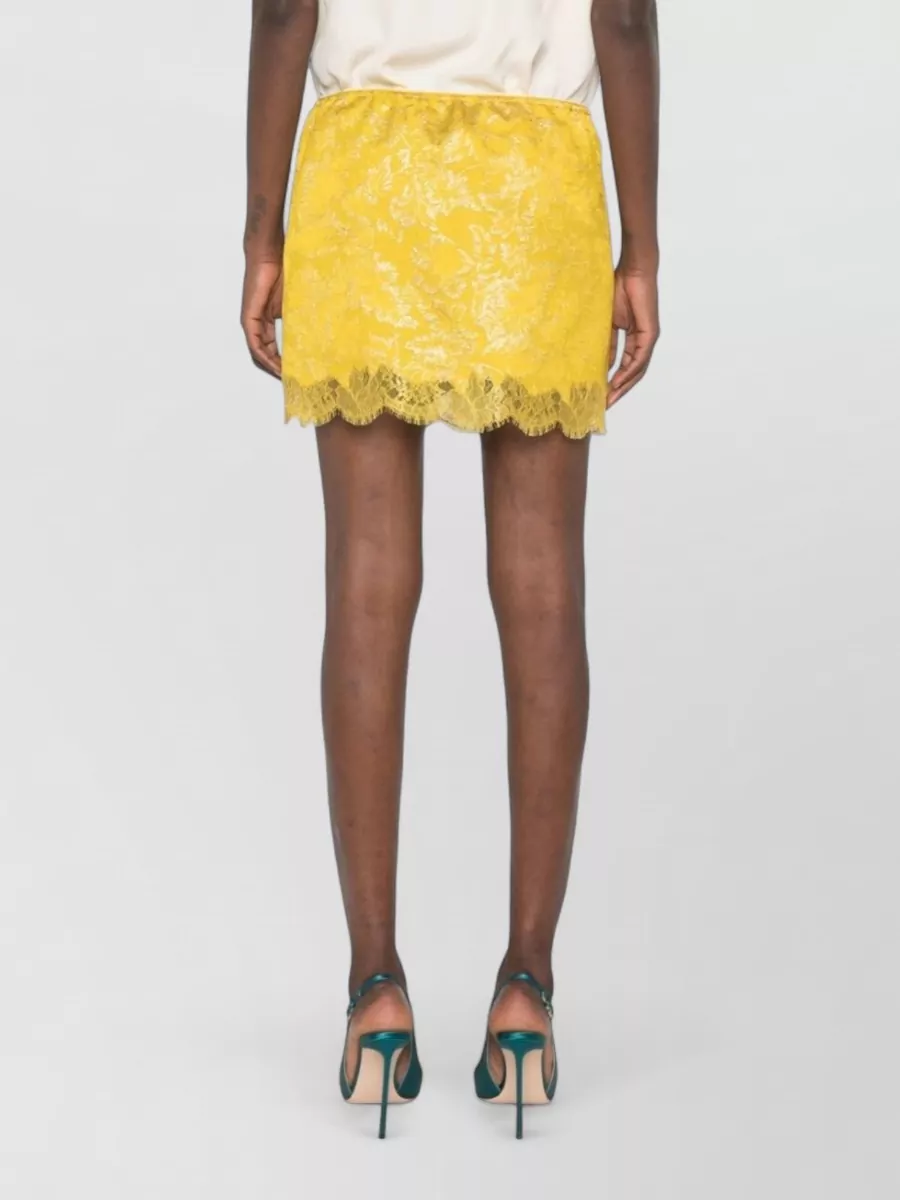 Saint Laurent Floral Jacquard Lace-Trim Mini Skirt