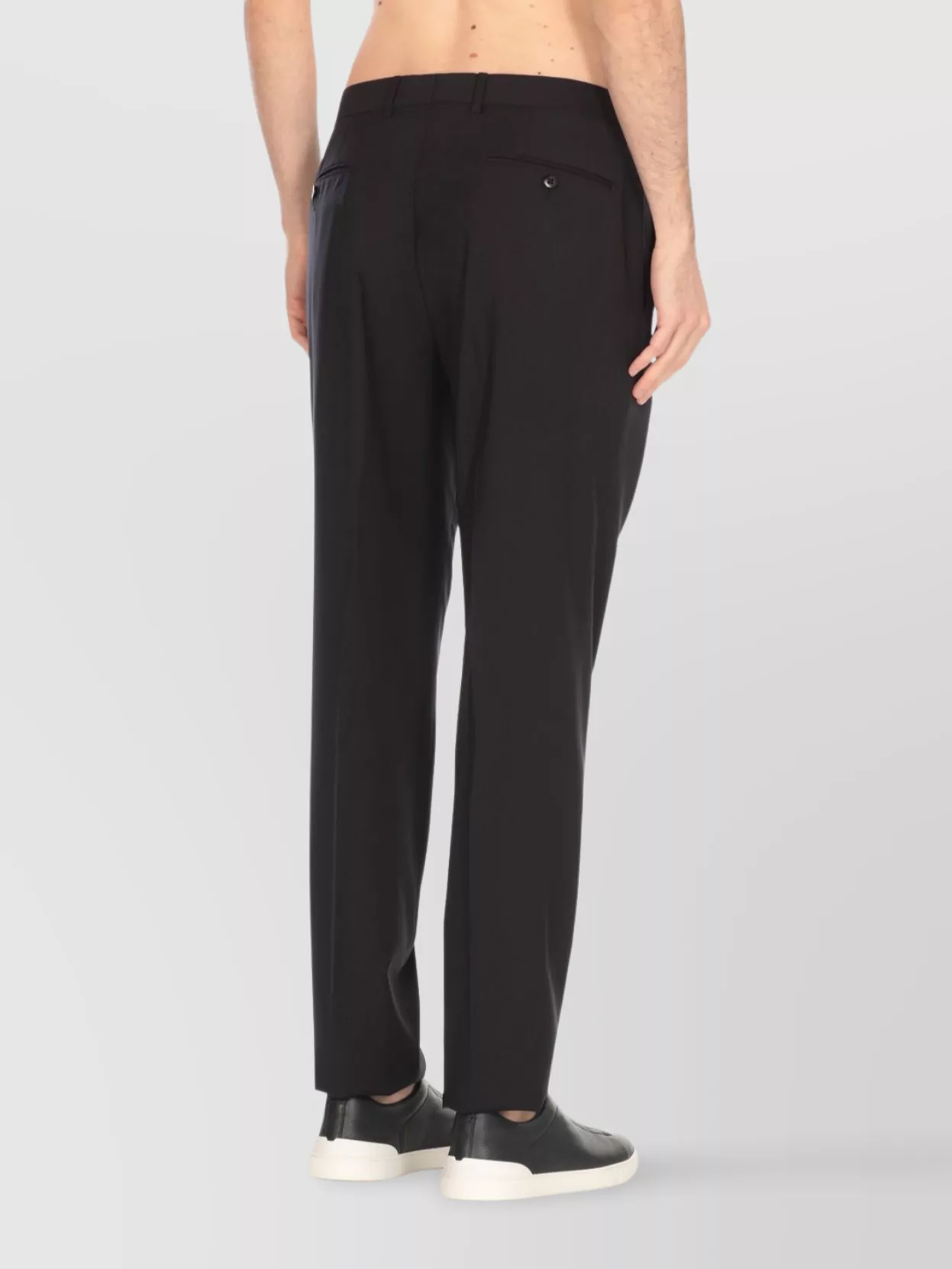 Zegna Wool Straight Trousers With Pockets And Loops