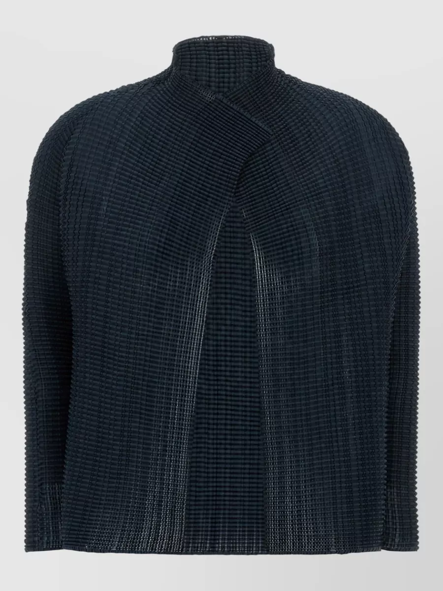 Issey Miyake pleated high-neck long-sleeve cardigan