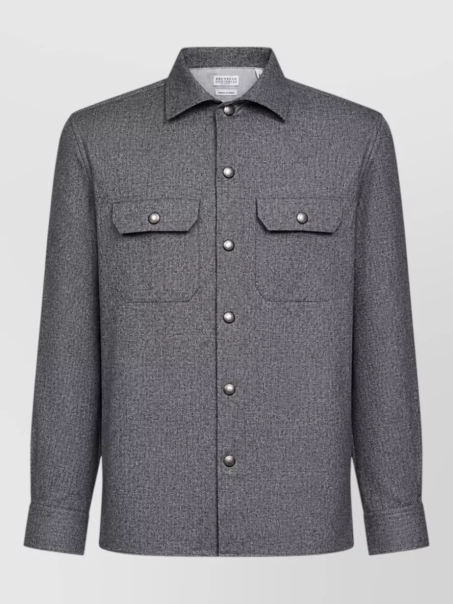Brunello Cucinelli wool flannel shirt jacket