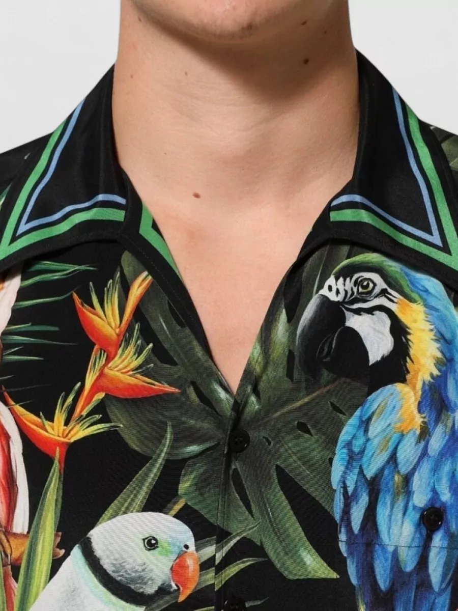 Dolce&Gabbana Silk Parrot Print Shirt