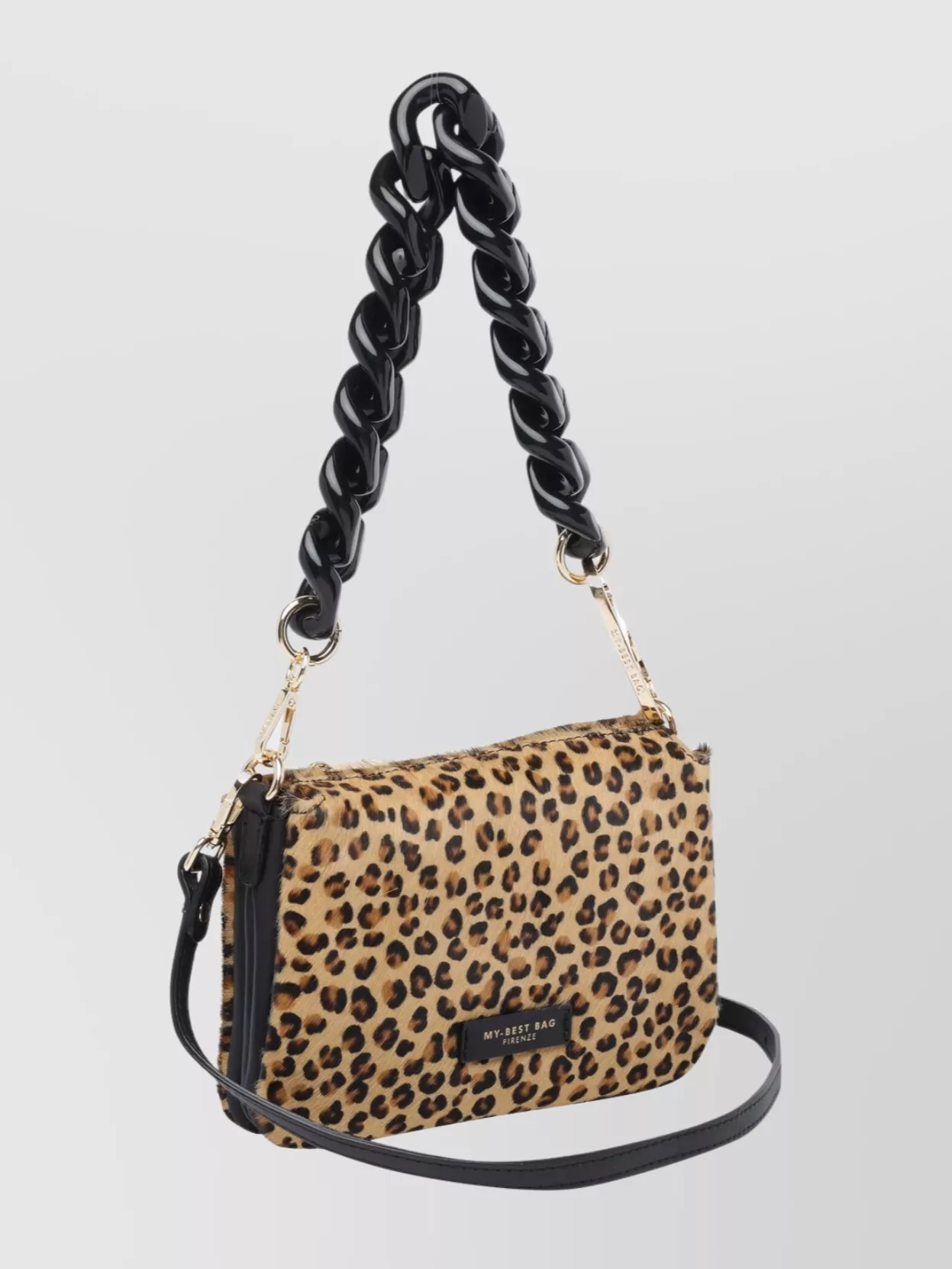 My Best Bag Firenze Leopard Print Shoulder Bag With Chain Strap