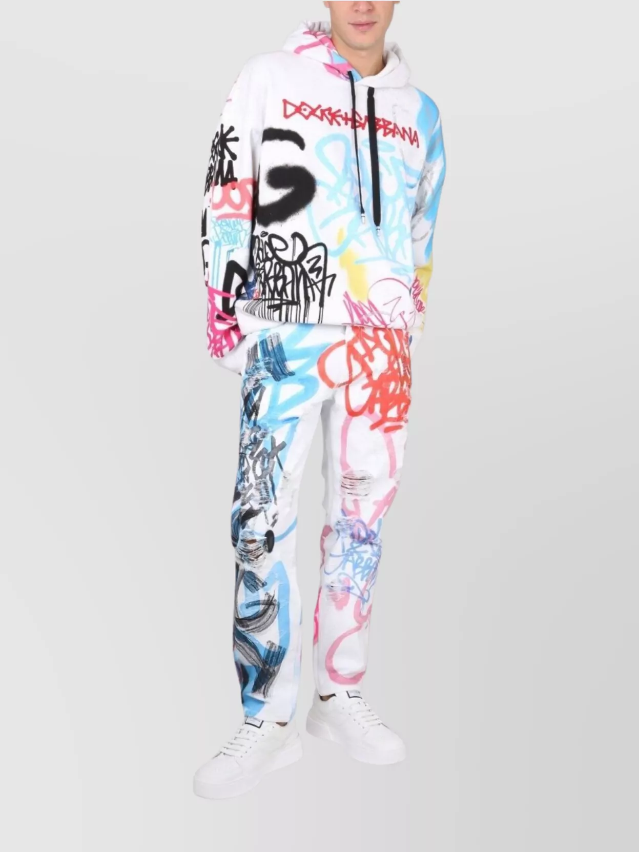 Dolce & Gabbana Spray-paint Graffiti Print Loose Jeans