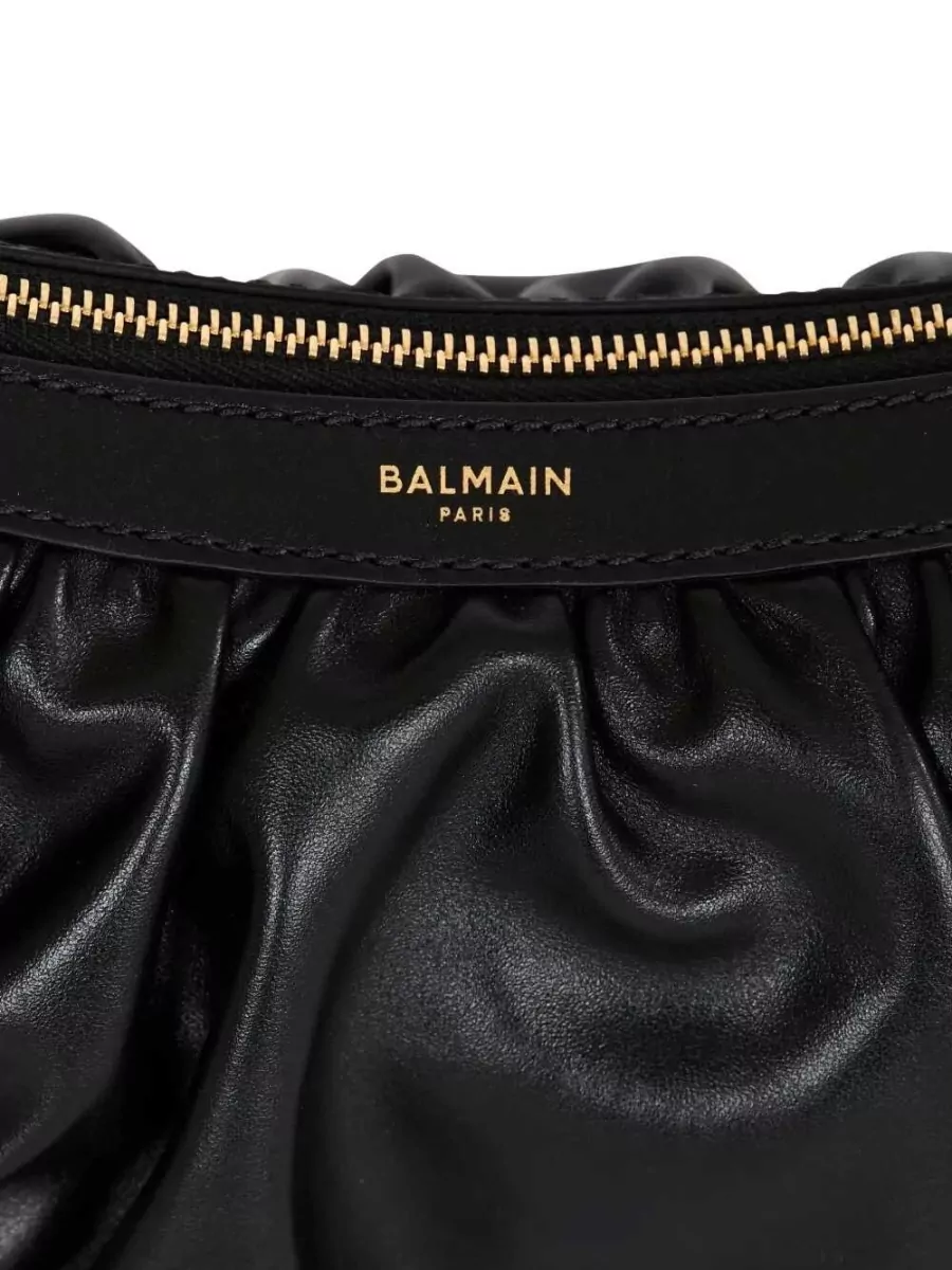 Balmain Ebene Leather Shoulder Bag