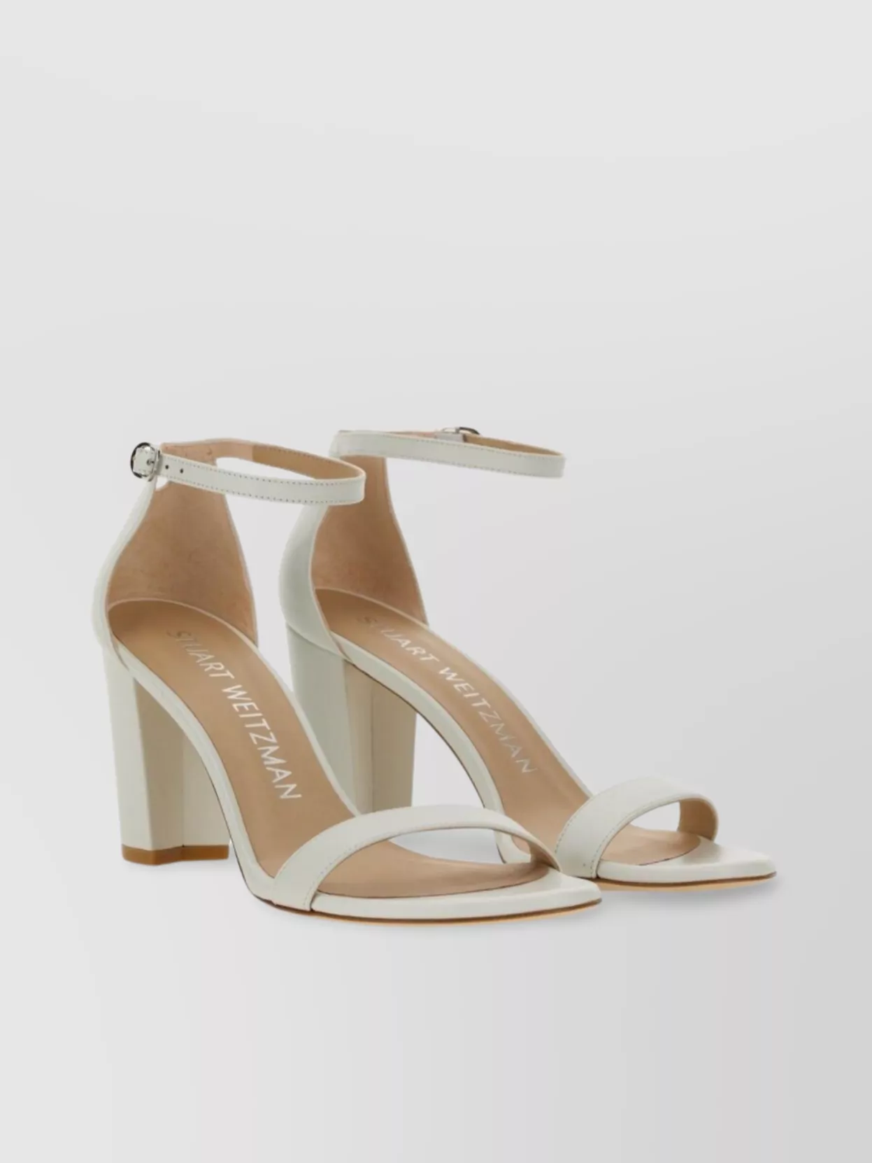 Stuart Weitzman Heel Sandal Toe Open Leather Block