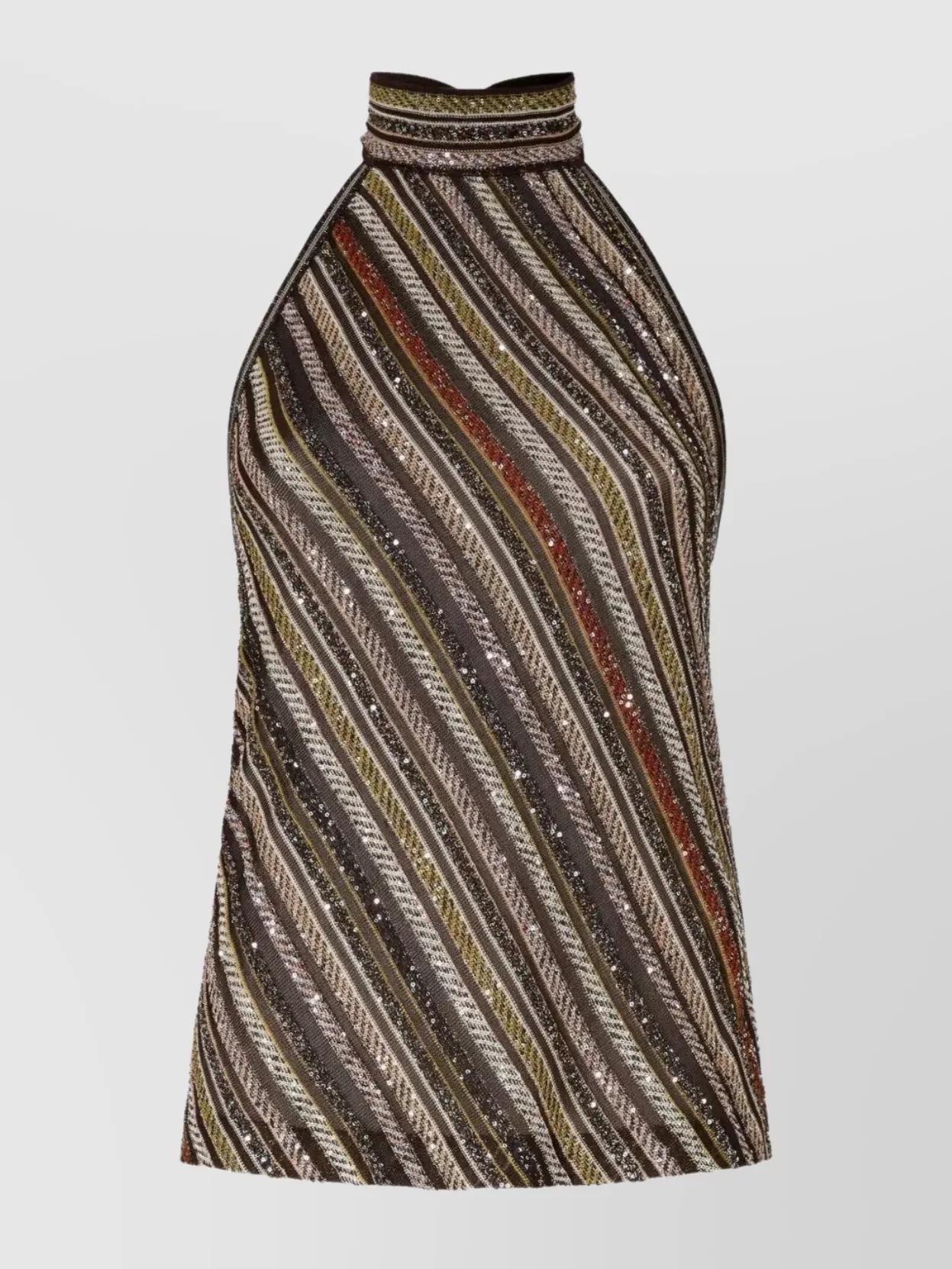 Missoni Halter Neck Top With Glitter And Sequins In Brown