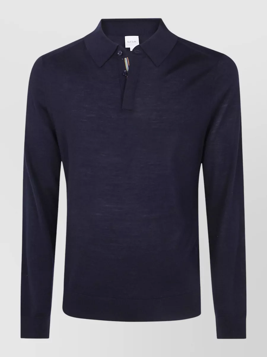 Paul Smith merino wool long-sleeve polo sweater