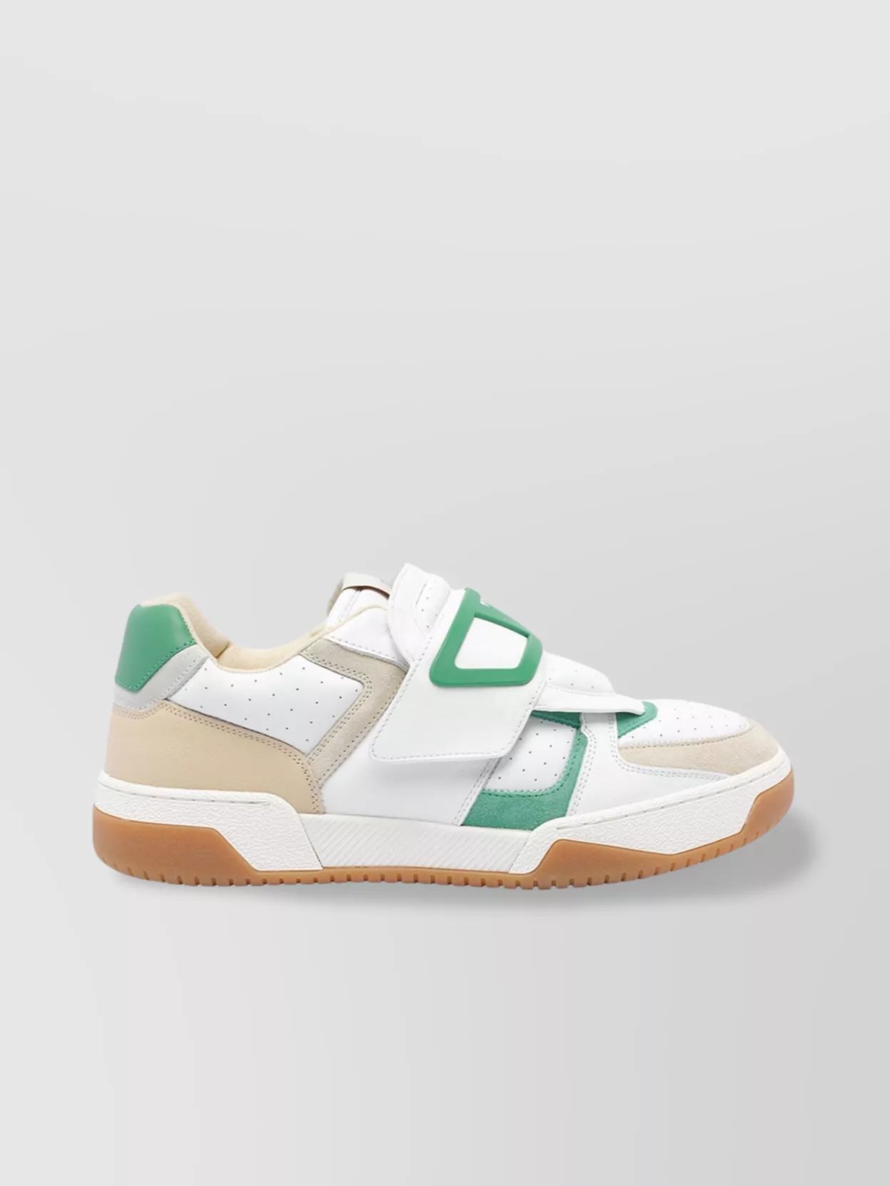 Valentino Low Top Leather Sneakers With Perforated Round Toe In Multi