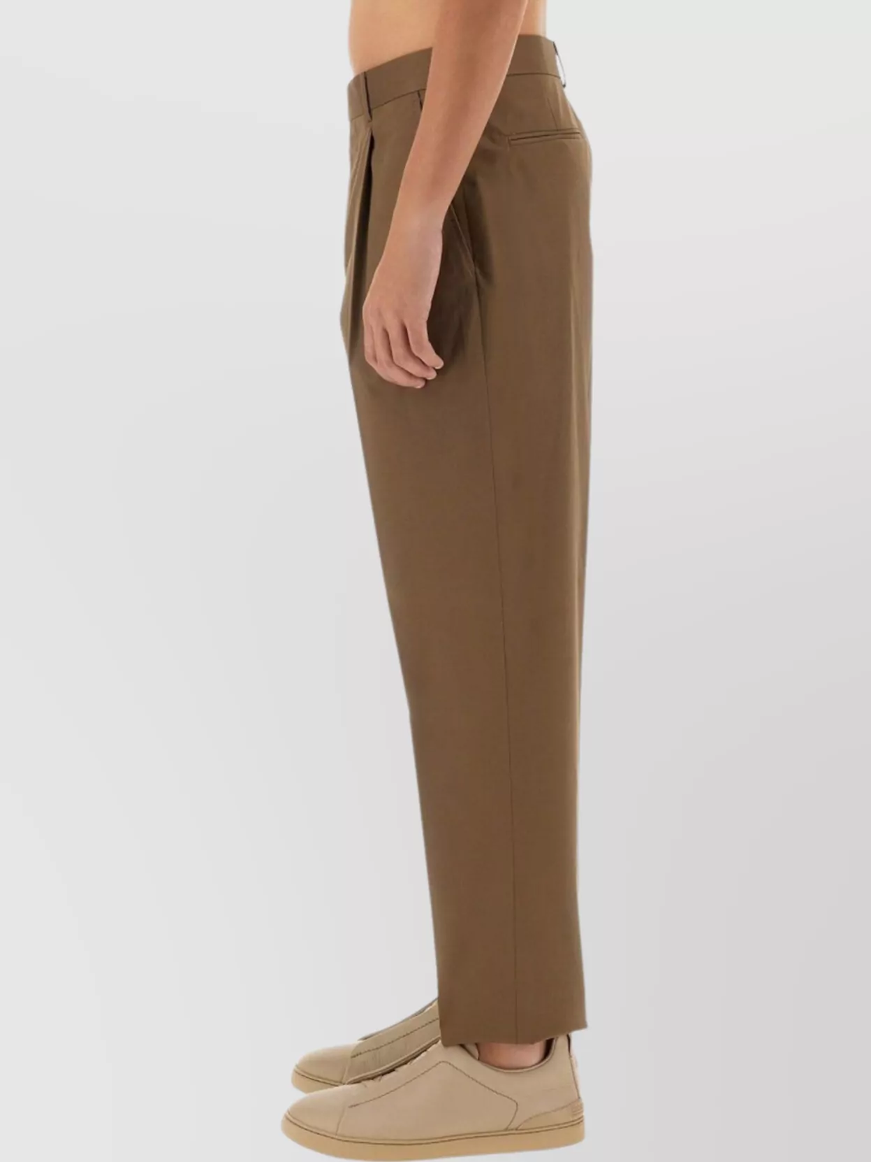Shop Zegna Cropped Straight Leg Pants With Front Pleats