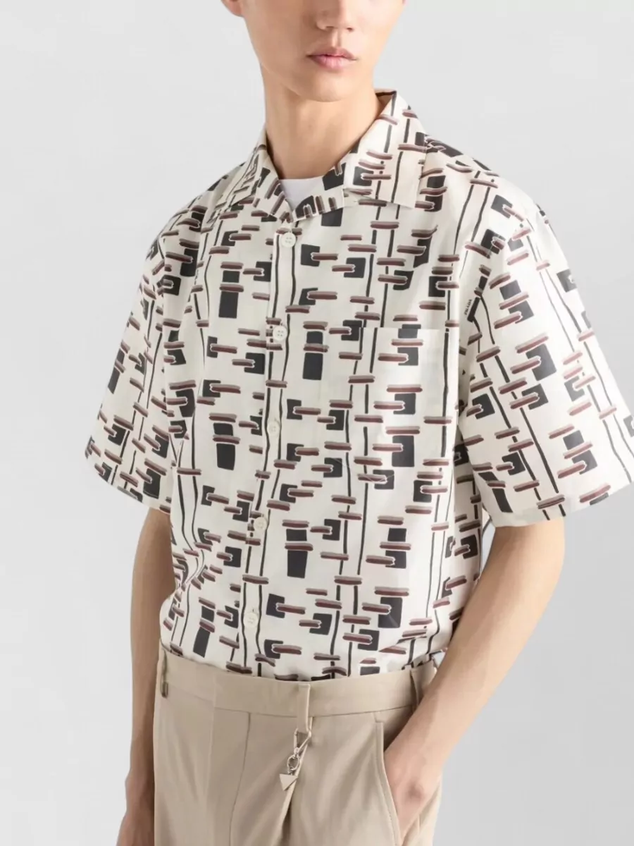 Prada Silk Cotton Printed Bowling Shirt