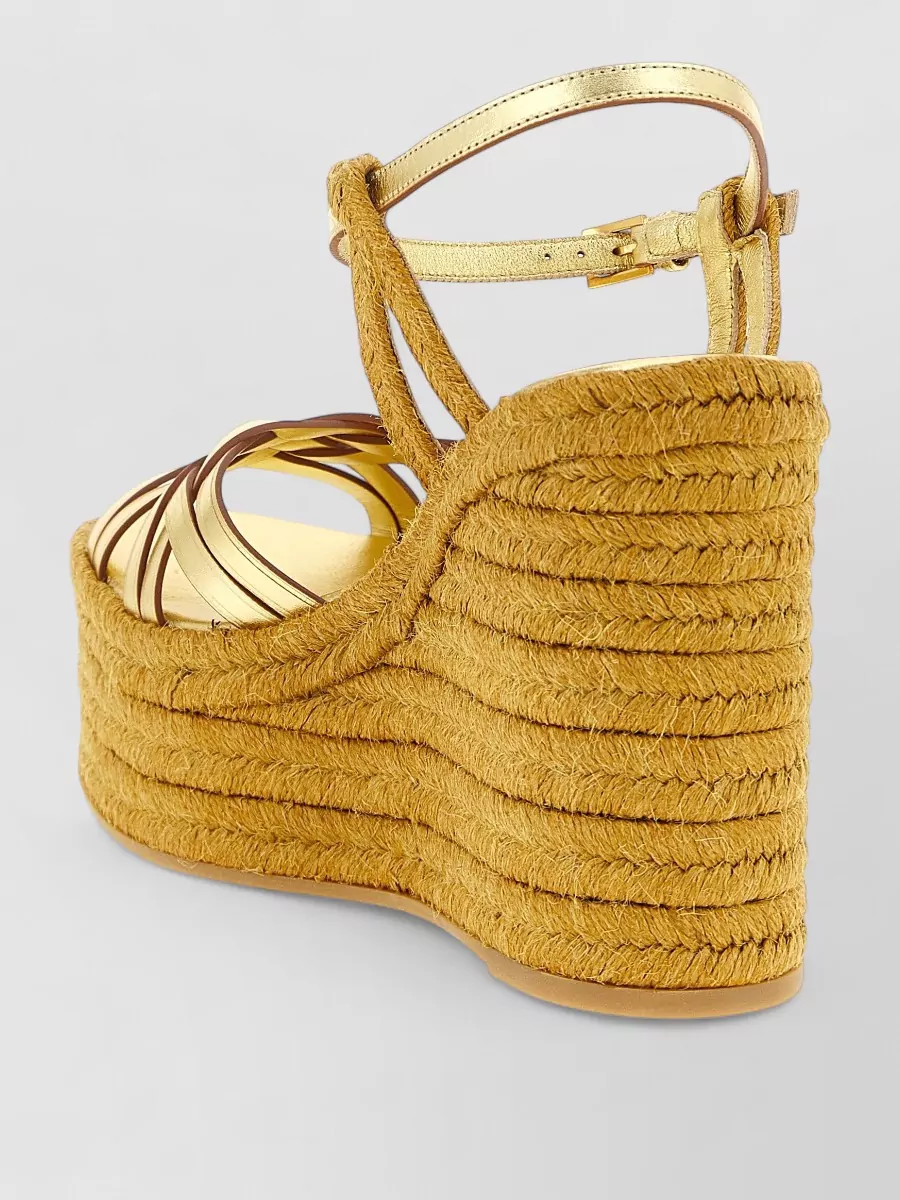 Valentino Garavani Leather Wedge Espadrille Sandals