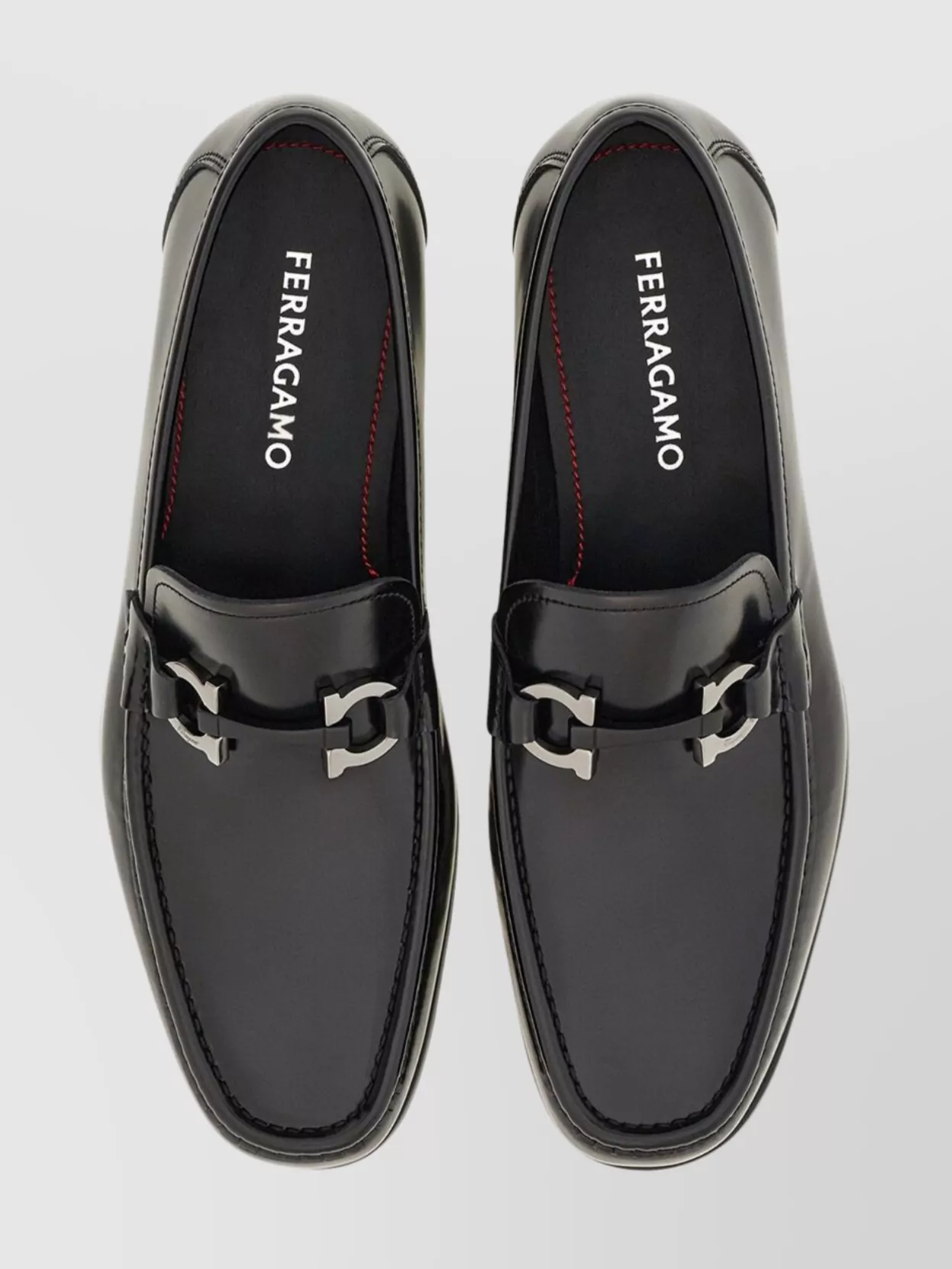 Ferragamo Smooth Leather Loafers Silver Hardware