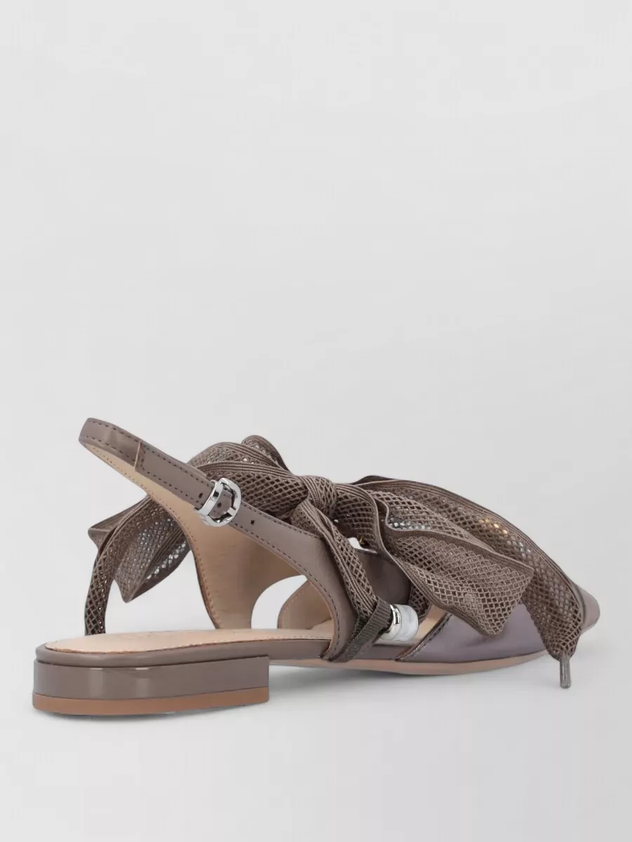 Pinko Leather Pointed-Toe Ankle-Strap Ballerinas