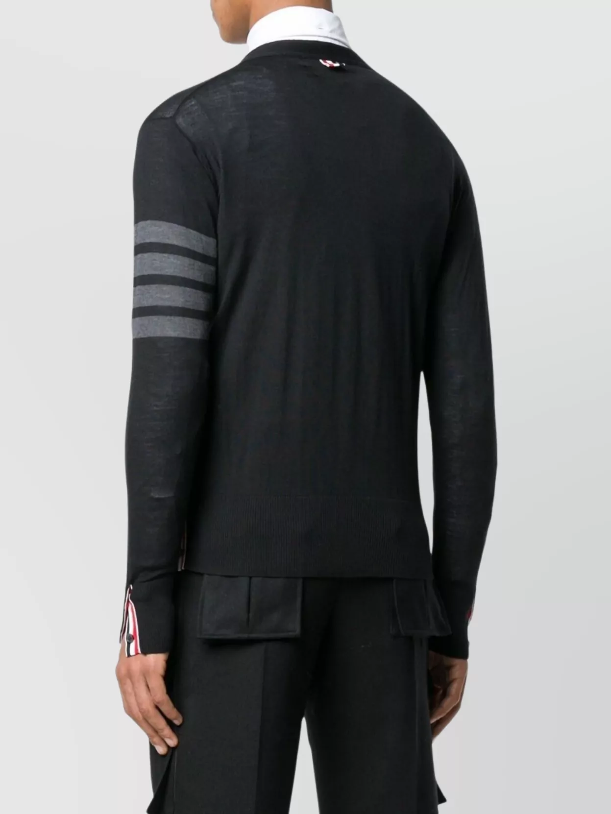 Shop Thom Browne V-neck Cardigan In Fine Merino Wool
