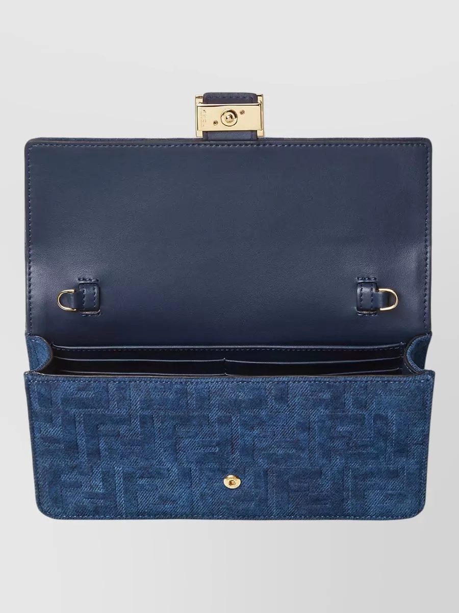 Fendi Chain Wallet Denim Ff Adjustable Strap