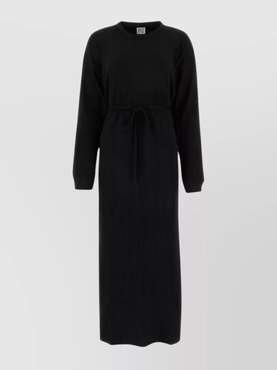 Shop Baserange Waist Tie Midi Dress In Black