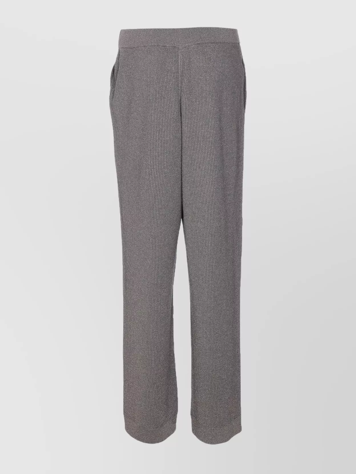 Brunello Cucinelli Flared Ribbed Texture Metallic Finish Trousers