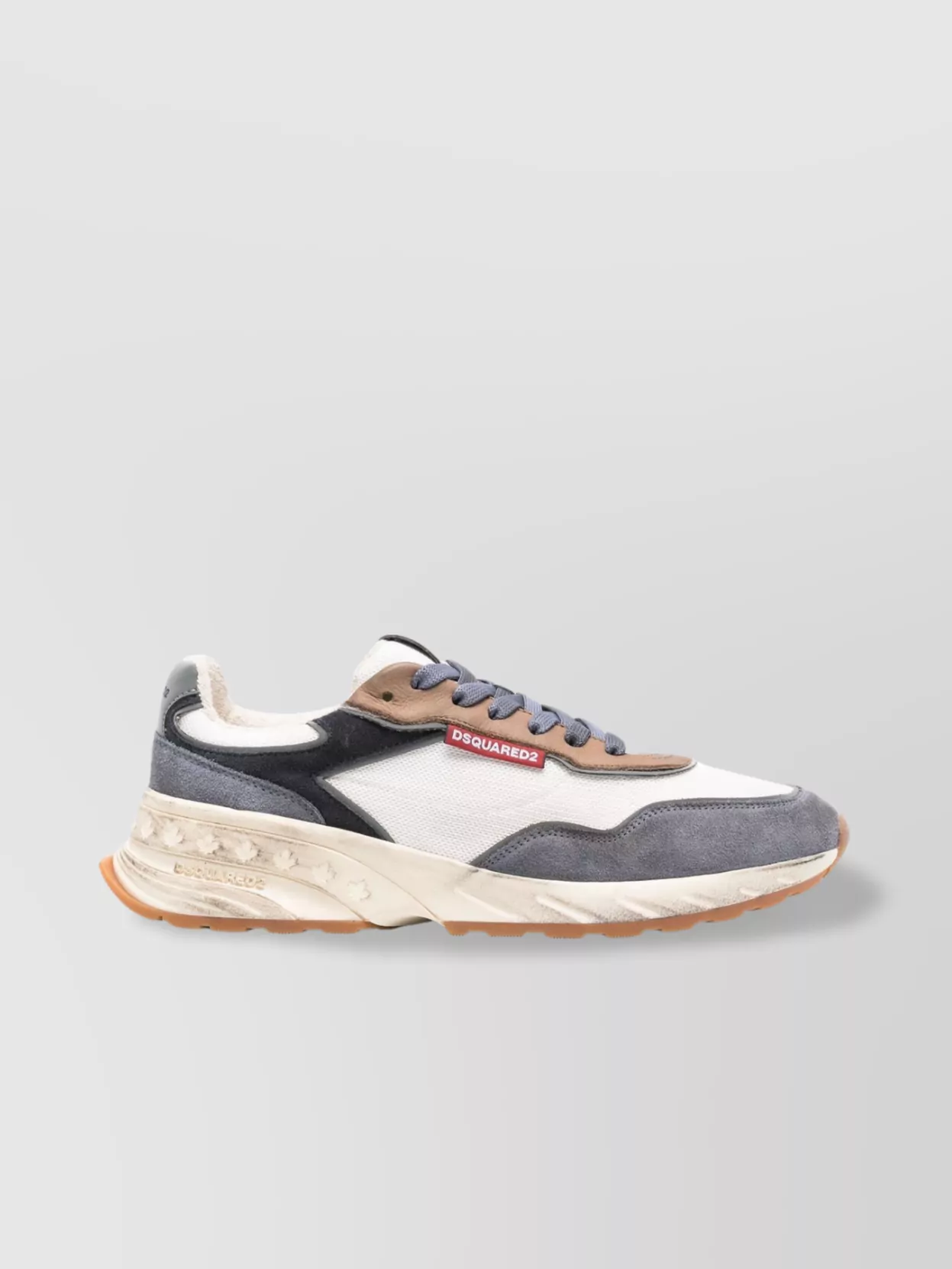 Dsquared2 Worn-In Leather And Mesh Sneakers