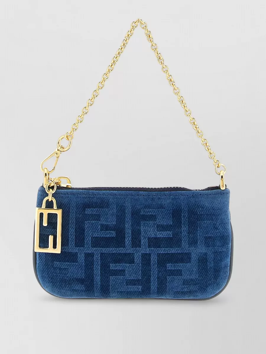 Fendi mini chain strap clutch bag gold tone hardware