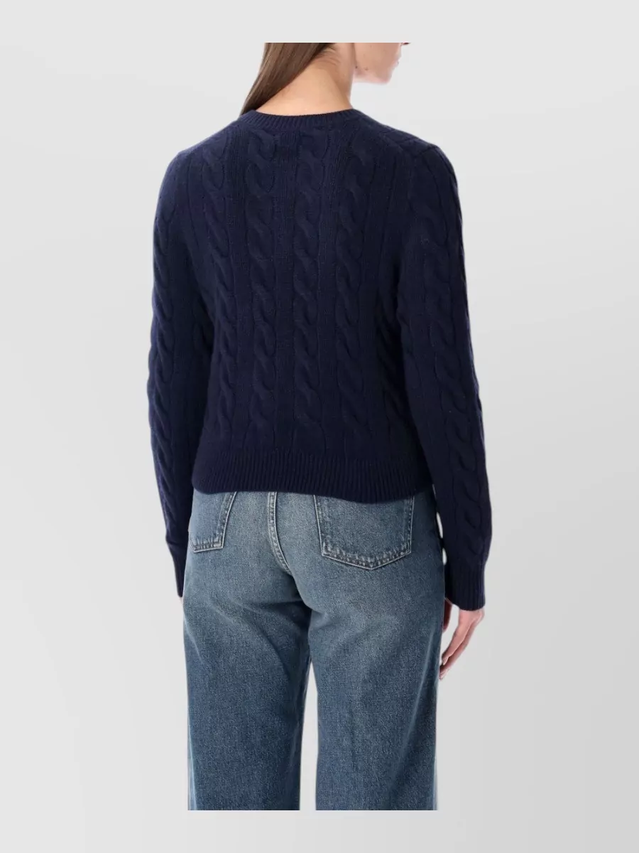 Polo Ralph Lauren Cashmere Wool Cable Knit Cropped Cardigan