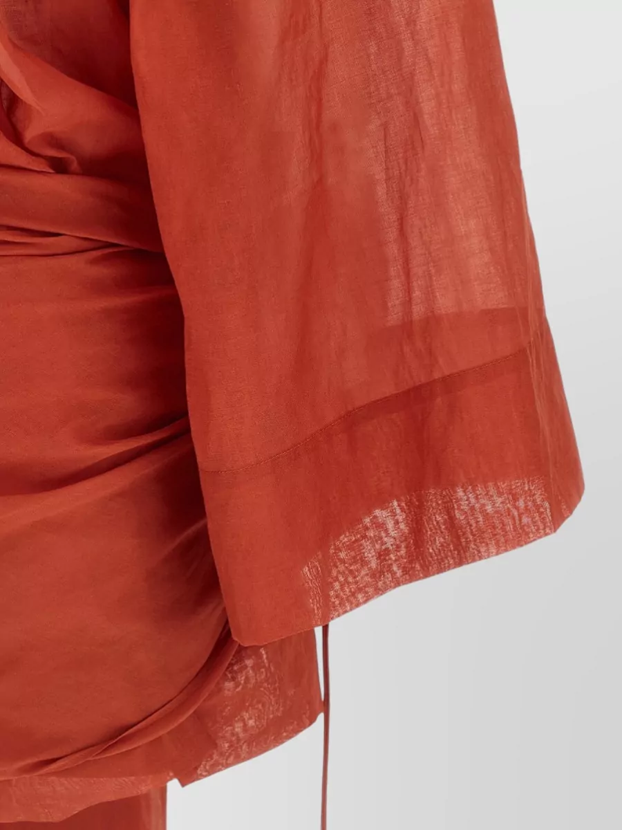The Andamane Cotton Mini V-Neck Long-Sleeve Dress