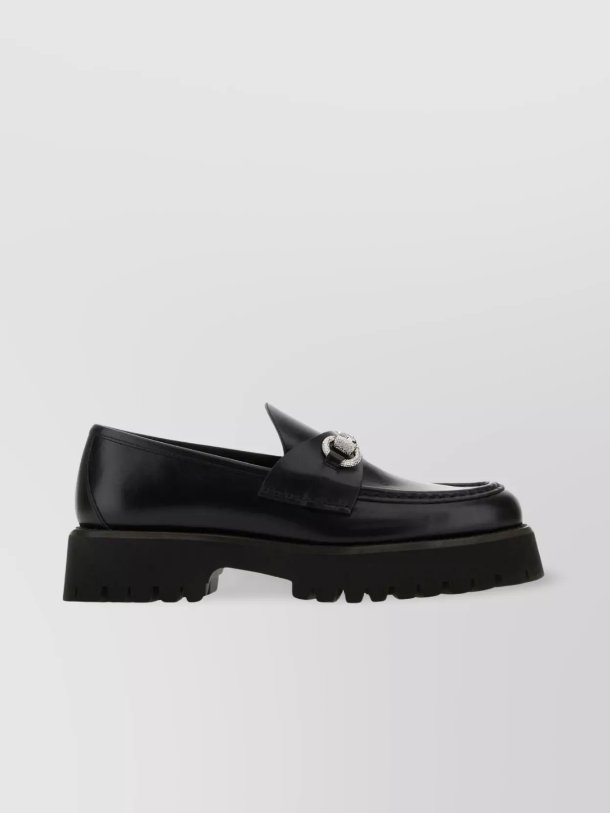 Shop Gucci Leather Loafers With Chunky Sole And Chain Detailing