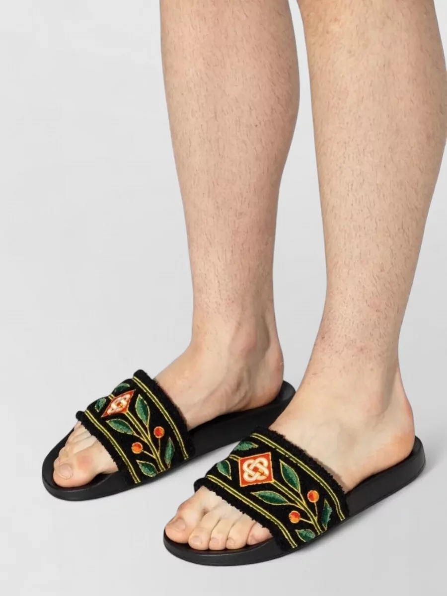 Casablanca Embroidered Terry Slides