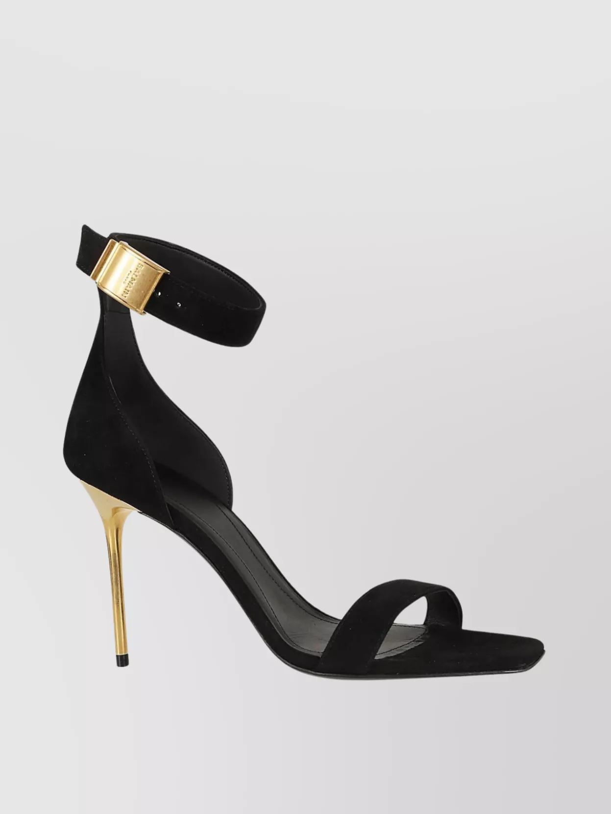 Shop Balmain Uma-suede Leather Sandals Gold-tone Stiletto