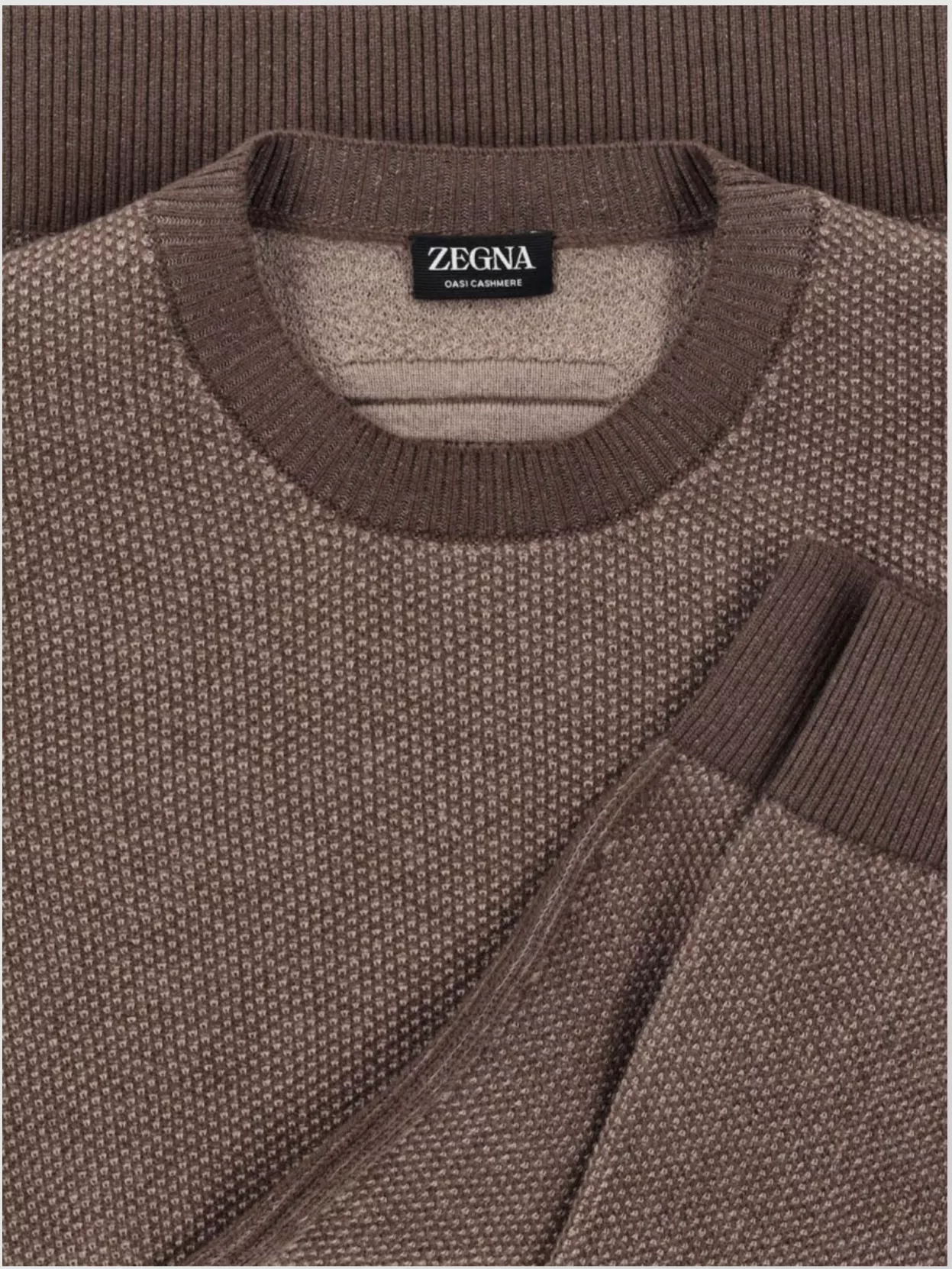 Zegna Textured Knit Long Sleeve Crew Sweater