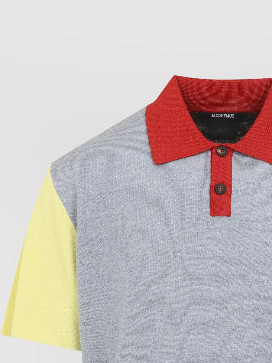 Jacquemus Merino Wool Asymmetric Colour Block Polo Shirt