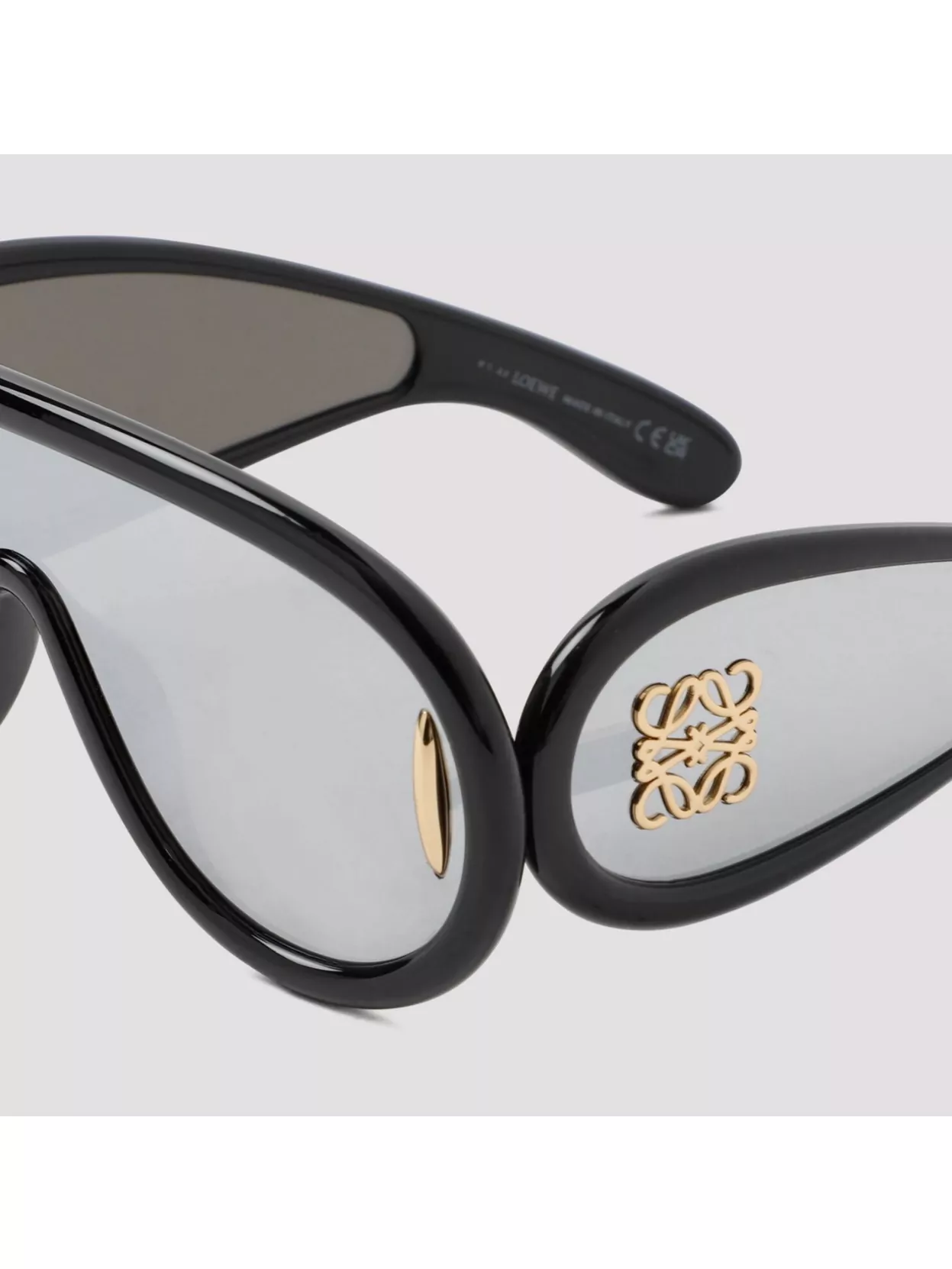 Loewe Wave Mask Curved Sunglasses With Gold Accents