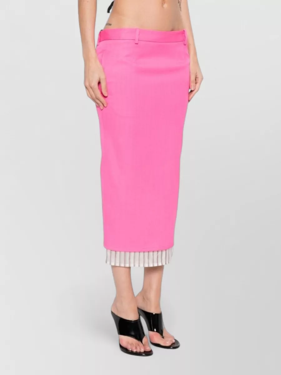 The Attico Wool Low-Rise Midi Skirt