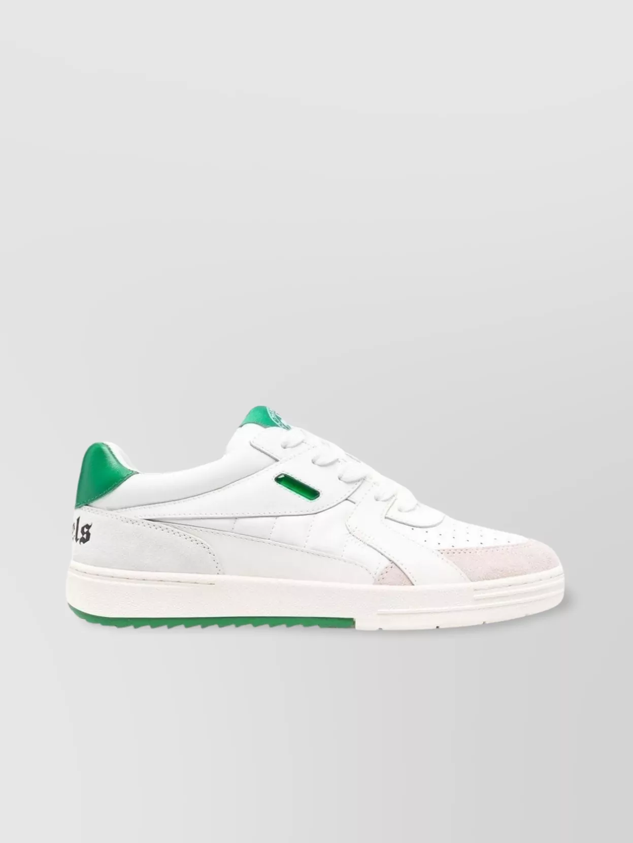 Shop Palm Angels Leather Low Top Sneakers With Palm Tree Print In White