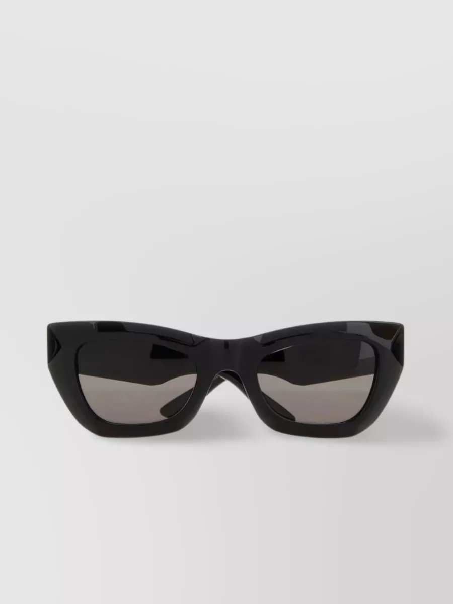 Shop Bottega Veneta Acetate Sunglasses With Cat Eye Shape And Metal Accents In Black