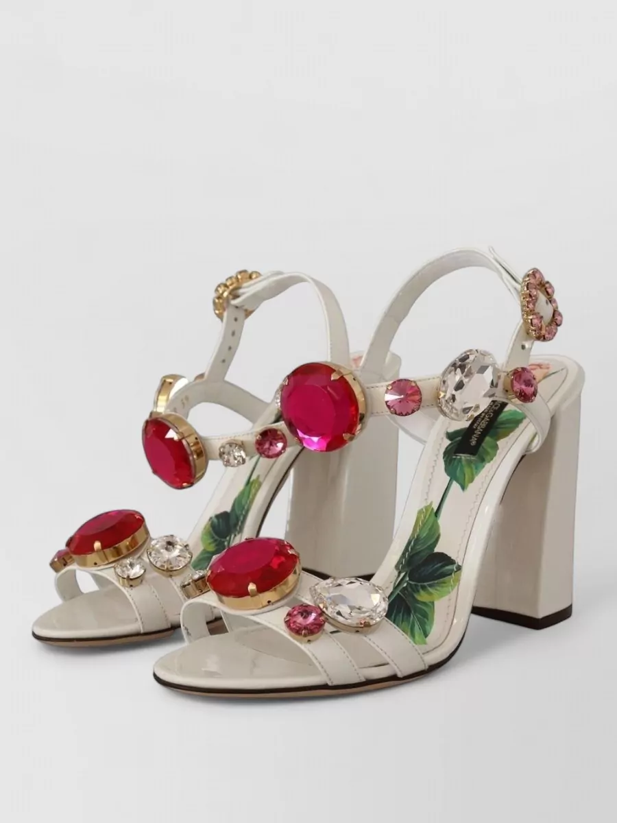 Dolce&Gabbana leather crystal-embellished ankle strap pumps