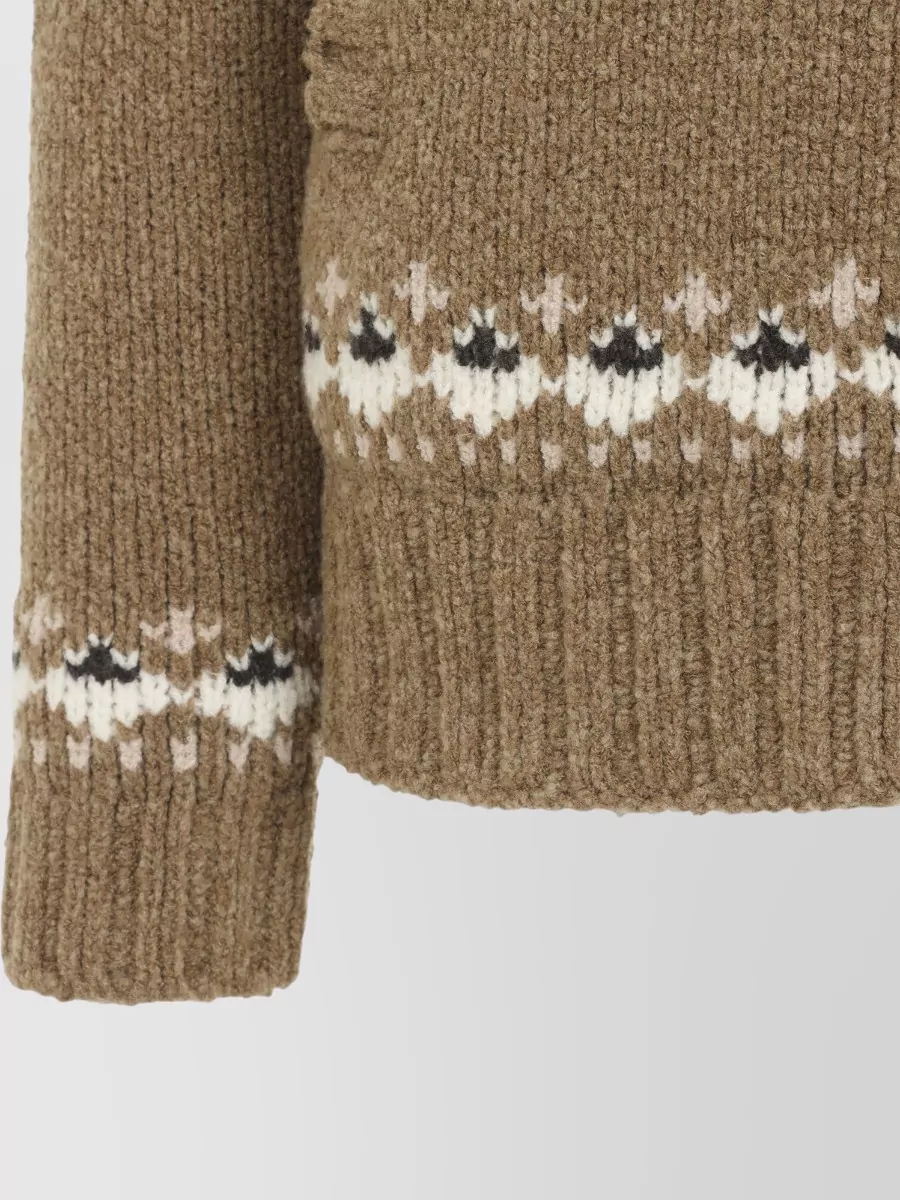 Moncler Wool Bouclé Zip-Up Cardigan