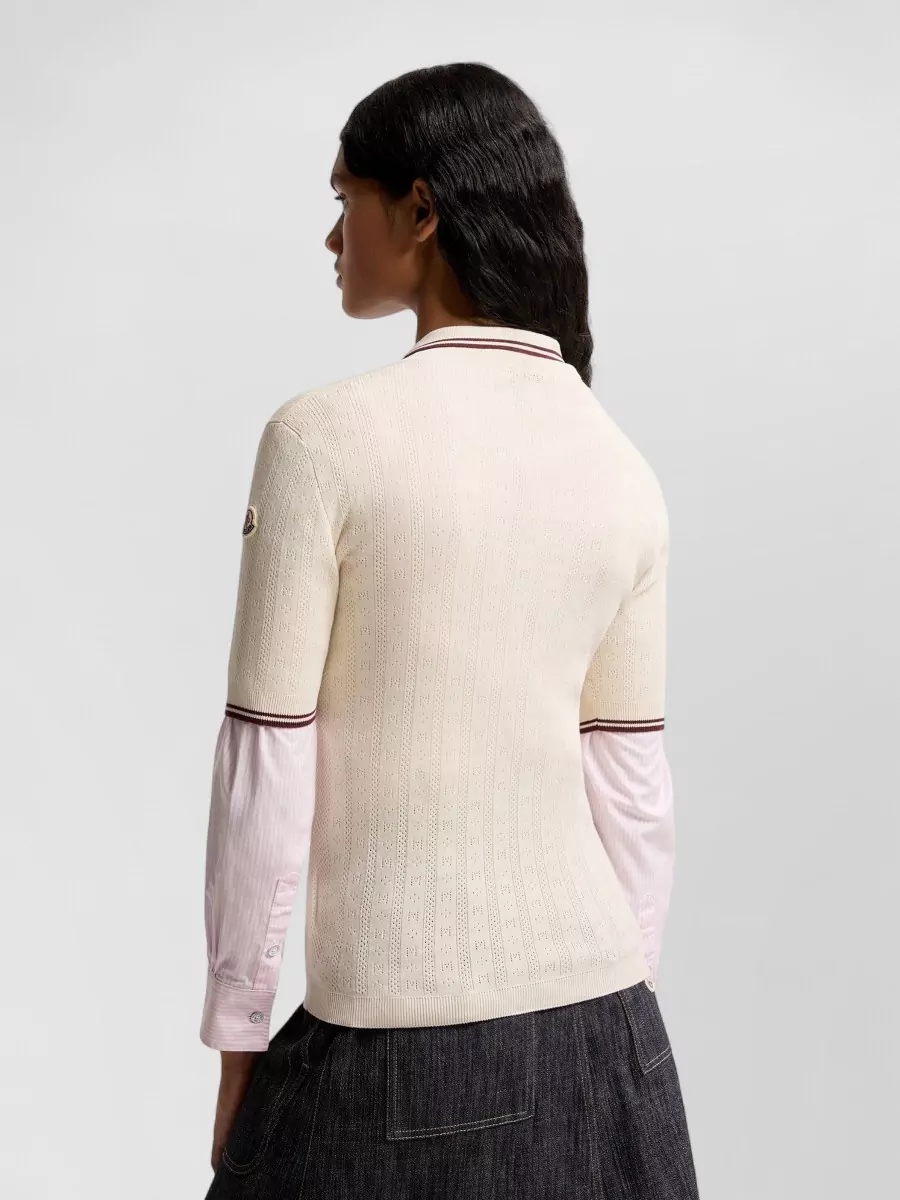 Moncler Rhombus Logo Pattern Cotton Polo Shirt