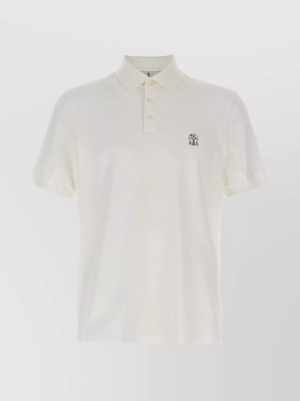 Brunello Cucinelli Ribbed Collar Short Sleeves Polo Shirt In White