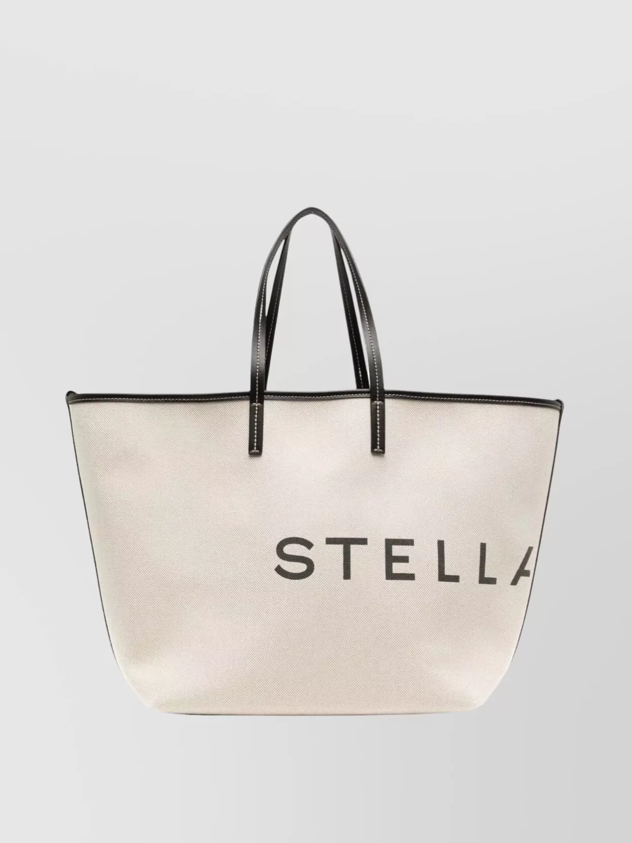 Shop Stella Mccartney Canvas Logo Beach Tote Bag In Beige