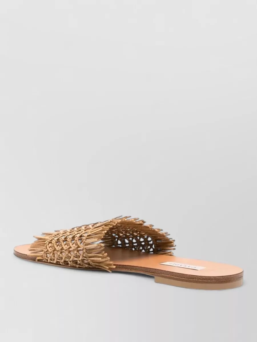 Casadei Leather Fringe Slides